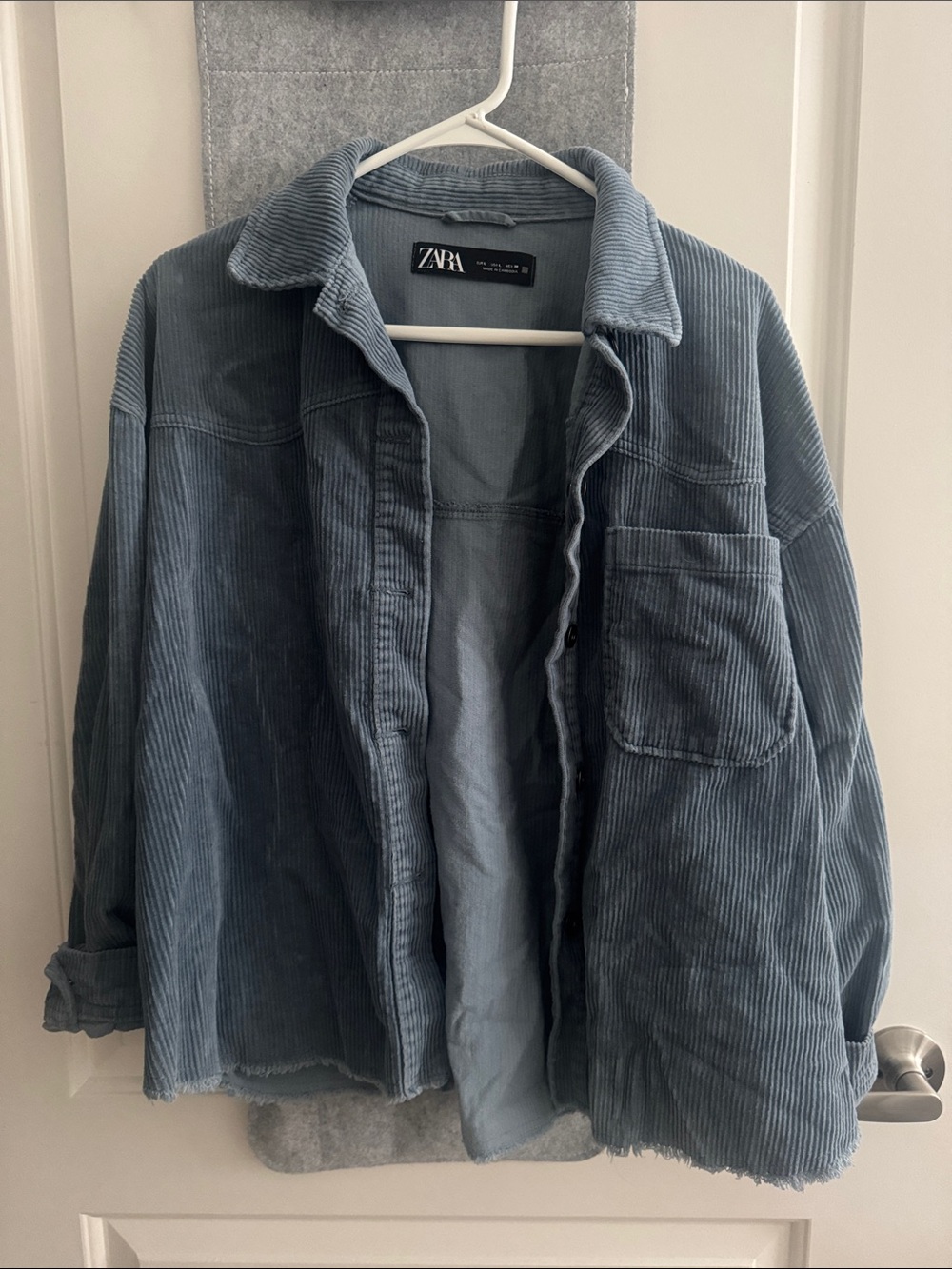 ZARA Men's Dusty Blue Corduroy Shirt Jacket